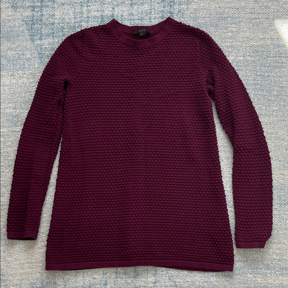 COS Maroon Bubble Textured Knit Top